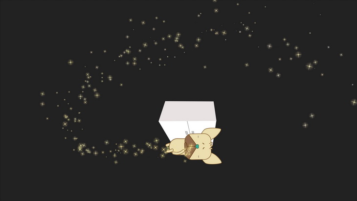 星星飛進喵喵狗嘴巴